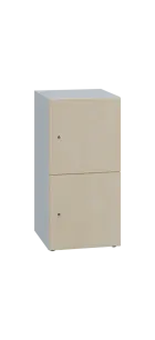 DOMINIT 22 úložná skříň 2-boxová, 917x450x400 mm, korpus bílý, dvířka bříza světlá